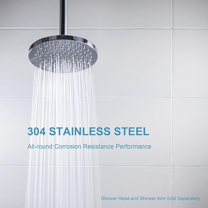 OFFO Shower Arm with Flange, 24 in Ceiling Mount Replacement Rain Shower Head Straight Arm Ceiling-Mounted For Fixed Shower Head & High Pressure Rain, Chrome