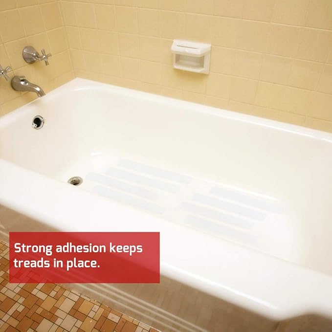 Anti Slip Tape Bath Safety Strips, 8pcs Clear Self-Adhesive Non Slip Stickers Non Skid Tread for BathTubs & Shower, 2 inch x 12 inch Rounded Corners, Easy Install