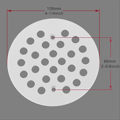 4-1/4Inch Screw-in Shower Drain Cover Replacement Floor Strainer(White)