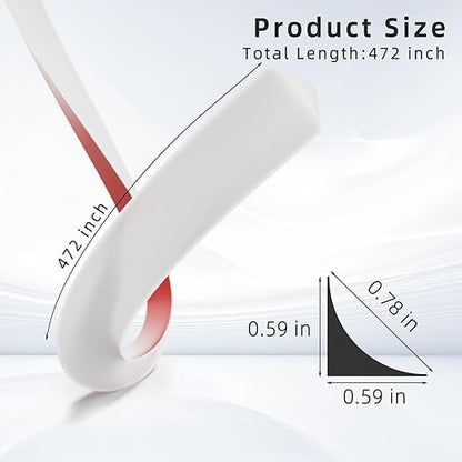 Flexible Quarter Round Molding Trim Peel and Stick 472Inch White,Small Self Adhesive Silicone Shoe Moulding,Bendable Mini Waterproof Caulk Strip for Baseboard,Wall,Bathtub,Floor,Bathroom,Crown