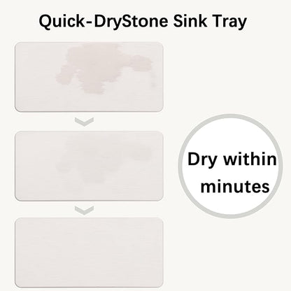 2 Pcs Water Absorbing Stone Trays, Kitchen/Bathroom Sink Soap Dish, Diatomite Tray Used for Hand Soap & Cosmetic Bottles in The Modern Home, 4" W x 9" L, White