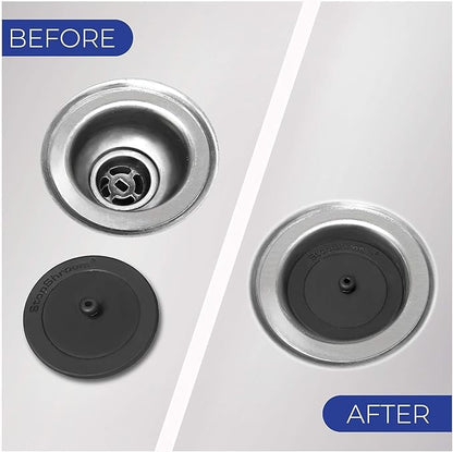 Kitchen SinkShroom Clog-Free Kitchen Sink Drain Strainer with Stopper - Sink Protector for Kitchen Sink, Stainless Steel, Matte Black