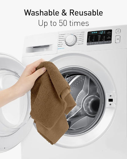 Fantasticlean Microfiber Cleaning Cloth Roll -40 Pack, Tear Away Microfiber Towels, 12" x 12", Reusable, Washable, Scratch Free, Ultra Absorbent for Car, Home Supplies, Shop (TAN)