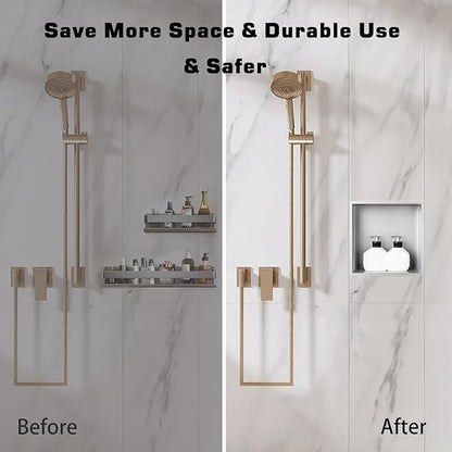 Shower Niche, Stainless Steel Elegant Bathroom Niche, No Tile Needed Recessed Shower Shelf Organizer for Storage