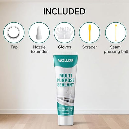 White Silicone Caulk for Bathroom & Kitchen,Waterproof Silicone Sealant for Shower, Countertops, Easy to Use with Tool, Stronger Adhesion, Shrink & Crack Proof, Long-Lasting (5.29oz White)