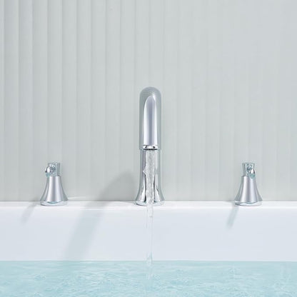 Roman Tub Faucet Deck Mount Tub Filler 2 Handles Polished Chrome Bathtub Faucet Brass Bathroom Faucet