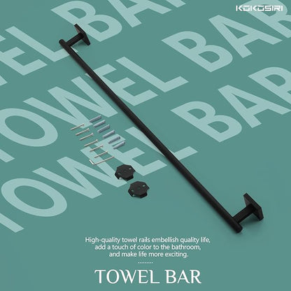 KOKOSIRI 32'' Towel Rails Bathroom Towel Bars Matte Black 32 Inch Bath Towel Holder for Washroom Kitchen Wall Stainless Steel B4005BK-L32