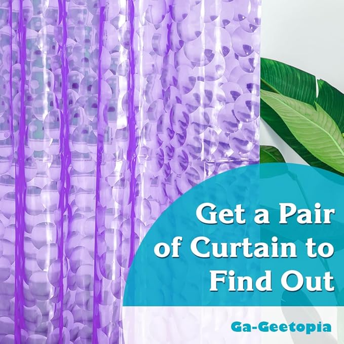 Ga-Geetopia EVA 3D Purple Pearl Plastic Shower Curtain Liner - Premium Light Weight 72" x 72" Bathroom Shower Showroom Curtain Liner with Rustproof Metal Gromments and Weighted Magnet