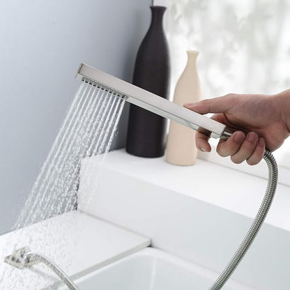 sumerain Waterfall Bathtub Faucet Brushed Nickel with Sprayer, Tub Spout with Diverter