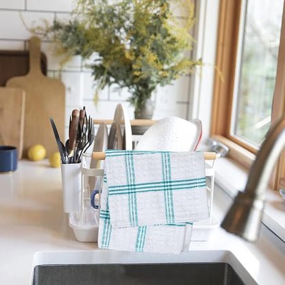 DAN RIVER Premium Dish Cloth 100% Cotton 12 X 12 Inches |Pack of 8|-Ultra Soft Tea Towels-Highly Absorbent Kitchen Rags-Terry Dishcloth for Kitchen and Household Cleaning |Teal|