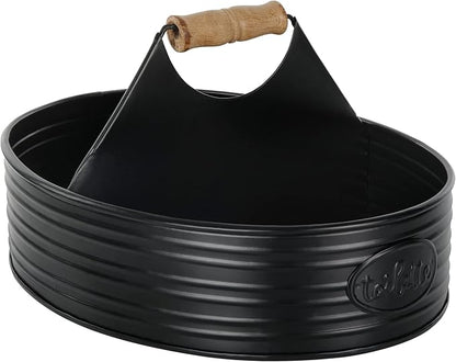 Autumn Alley Rustic Farmhouse Bath Caddy for Shower – Toiletries Countertop Organizer for Bathroom – Industrial Chic Décor – Matte Black Bathroom Accessories (Aged Black), Large