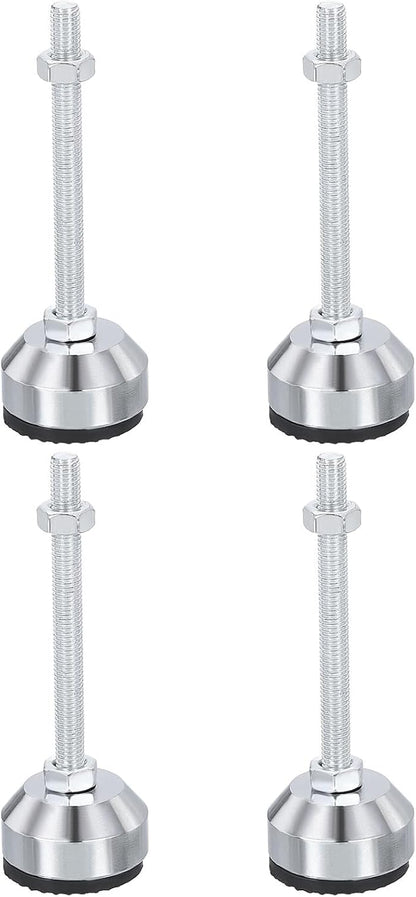 PATIKIL Furniture Leveling Feet 1.6" Dia Base M8 Thread, 4 Pcs Carbon Steel Adjustable Threaded Furniture Leveler Screw on Leg Leveler with Pads for Desk Chair, Black