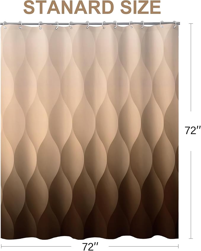 Brown Ombre Shower Curtain, Modern Geometric Shower Curtain Set, Washable Polyester Fabric for Bathroom, Weighted Hem, 72 x 72 inch