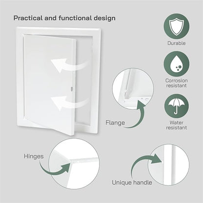 Vent Systems 8'' x 10'' Inch White Metal Access Panel - Easy Access Doors - Access Panel for Drywall, Wall, Electrical and Plumbing Service Door