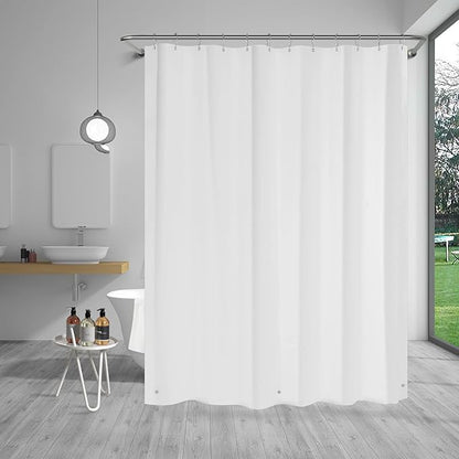 AmazerBath Long Shower Curtain Liner, 72x78 Plastic White Shower Curtain Liner, Cute Waterproof PEVA Shower Curtains, Lightweight Shower Curtains for Bathroom with Magnets and 12 Rustproof Grommets