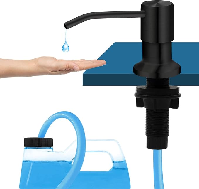 Soap Dispenser for Kitchen Sink, Kichen Sink SoapDispenser, 47" Extension Tube kit, Under Sink Soap Dispenser Pump, No Need More Refills, Good Suction Power, Black