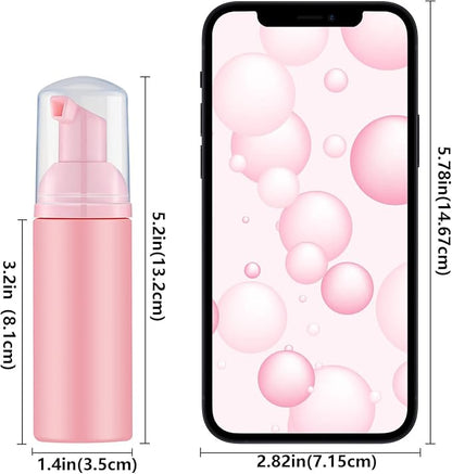 2 Oz Empty Foam Pump Bottle (12PCS) Travel Foaming Soap Dispenser for Hand Soap, Lash Shampoo Cleanser (Pink)
