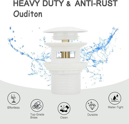 Tub Stopper Bathtub Drain, Brass Pop-up Freestanding Bathtub Drain Stopper, Fits Most Freestanding Tub Rough- in Kits (White)