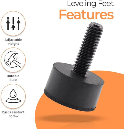 5/16 Rubber Adjustable Furniture Leveler，16 Pack Leveling Feet Screws in Threaded, Feet Levelers Screw On Furniture Glide Leveling for Table, Chair, Furniture Legs