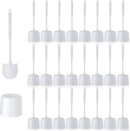 Roshtia 24 Sets Toilet Brush and Holder Set for Bathroom Toilet Bowl Brush Scrubber with Caddy for Deep Cleaning, 14.57 Height (White)