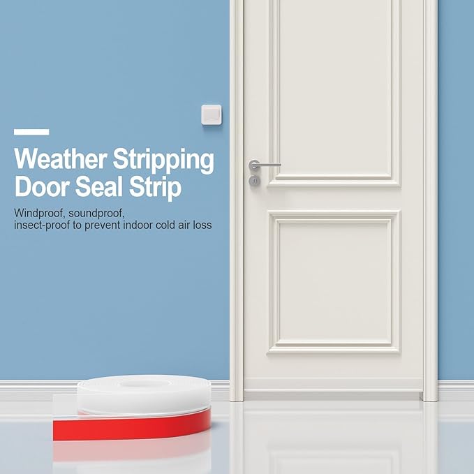 Door Draft Stopper, Silicone Weather Stripping Door Seal Strip, Self-Adhesive Draft Seal Tape for Door Gaps, Soundproof & Energy Saving Weather Seal