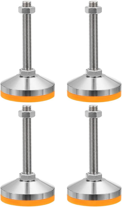 PATIKIL Furniture Leveling Feet 2.4" Dia Base M14 Thread, 4 Pcs Carbon Steel Adjustable Threaded Furniture Levelers Screw on Leg Leveler with Pads for Desk Chair Cabinet, Orange