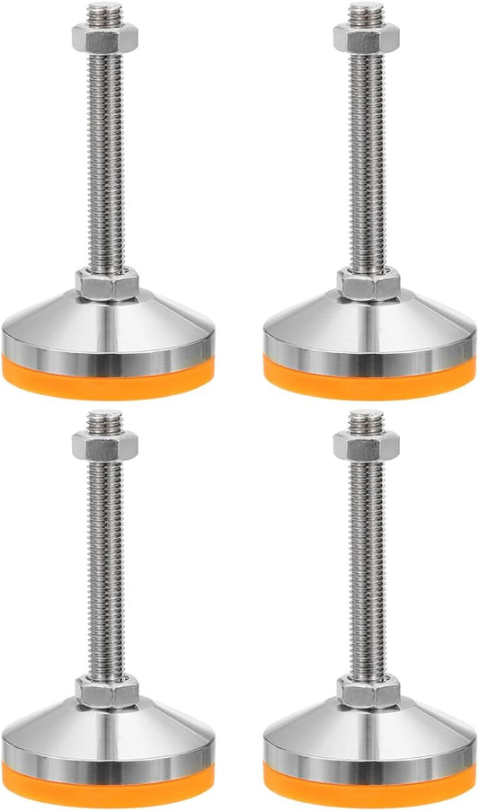 PATIKIL Furniture Leveling Feet 2.4" Dia Base M14 Thread, 4 Pcs Carbon Steel Adjustable Threaded Furniture Levelers Screw on Leg Leveler with Pads for Desk Chair Cabinet, Orange