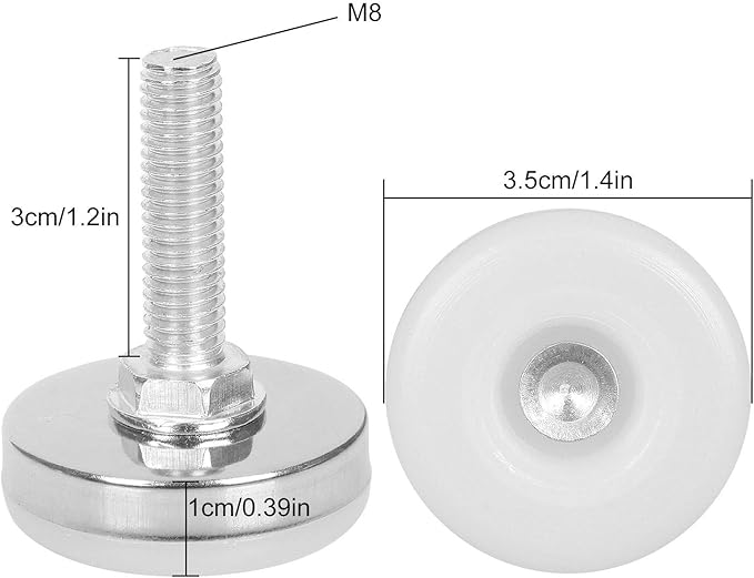 APACALI Heavy Duty Adjustable Leveling Feet Furniture Leveling Screw Leg levelers M10 Fully-Threaded Feet Levelers 120mm Length Shank 60mm/2.4inch (M8-16pcs)
