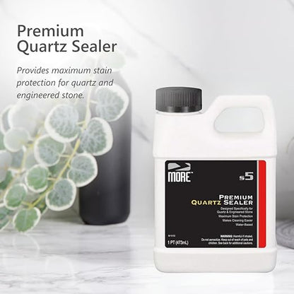 More Premium Quartz Sealer - Water-Based Surface Sealer - for Indoor & Outdoor Quartzite Counters, Floors, Walls, Furniture - Protects Against Oil, Water-Based Stains - Unscented - Pint (16 oz)