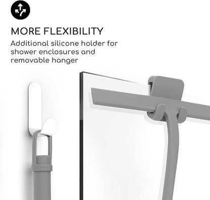 GÜTEWERK Shower Squeegee for Glass Doors, Silicone Window Squeegee, Bathroom and Glass Cleaning - Gray - 11 Inch