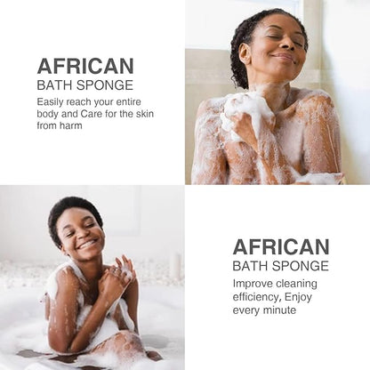 UJFQBH 3 Pieces African Bath Sponge African Net Long Net Bath Sponge Exfoliating Shower Body Scrubber Back Scrubber Skin Smoother,Great for Daily Use (Brown、Blue、Green)