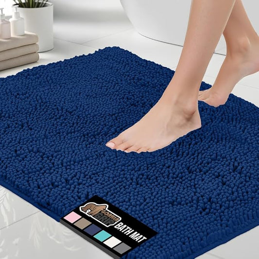 GORILLA GRIP Bath Rug Mat 30x20, Soft Absorbent Chenille, Quick Dry Microfiber Mats, Rubber Backing Washable Shower Floor Rugs, Bathmat Runner, US Designed Bathroom Home Decor Accessories Royal Blue