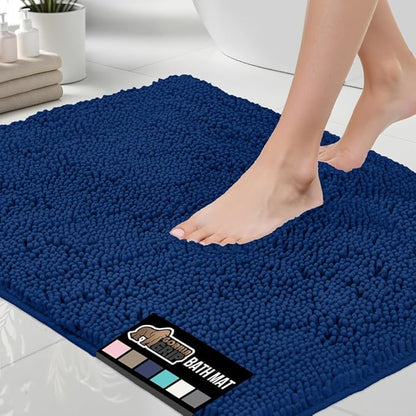 GORILLA GRIP Bath Rug Mat 44x26, Soft Absorbent Chenille, Quick Dry Microfiber Mats, Rubber Backing Washable Shower Floor Rugs, Bathmat Runner, US Designed Bathroom Home Decor Accessories Royal Blue