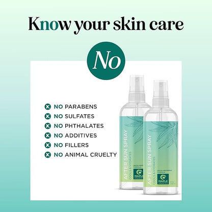 Soothing Aloe After Sun Spray - Rehydrating Aloe Spray for Sunburn Relief for Cooling After Sun Care with Vitamin E Hyaluronic Acid & Cucumber Extract - Cruelty Free & Dermatologist Tested (2 Pack)