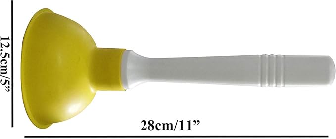 Coralpearl Drain Plunger, Small Hand Force Plumber Helper, Little 4 inch Cup Clog Remover, Tiny Rubber Unclogger in 9" Short Handle for Kitchen Sink, Bathroom Toilet, Shower Bath Tub (Blue + Yellow)