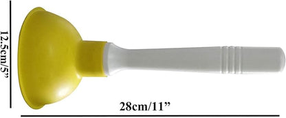 Coralpearl Drain Plunger, Small Hand Force Plumber Helper, Little 4 inch Cup Clog Remover, Tiny Rubber Unclogger in 9" Short Handle for Kitchen Sink, Bathroom Toilet, Shower Bath Tub (Blue + Yellow)
