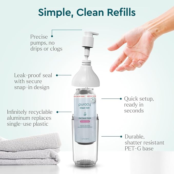 Puracy Gel Hand Soap Clean Can Starter Set - Plant-Powered Natural Hand Soap As Seen on TikTok, Non-Toxic, Sulfate-Free Liquid Gel Handwash (Lavender & Vanilla, 14.4 fl oz)