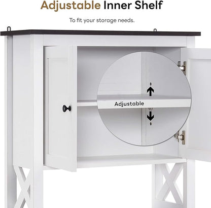 ivinta Over The Toilet Storage Cabinet, 3-Tier Bathroom Storage Cabinet with Adjustable Shelf and Doors, Freestanding Space Saver Above Toilet for Bathroom Laundry Restroom BT09 (White)
