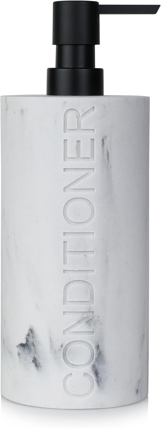 Conditioner Dispenser – Luxurious Refillable Pump Bottle with Embossed Text, Durable Construction for Bathroom and Kitchen
