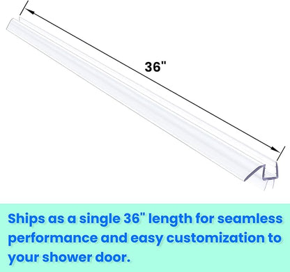 36" Shower Door Bottom Seal Strip for 3/8" (10mm) Glass – Ultra Clear Polycarbonate Shower Door Sweep, Single Pack