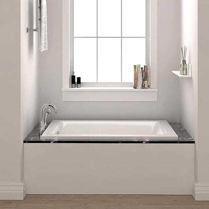 Fine Fixtures Drop In White Soaking Bathtub, Fiberglass Acrylic Material, 72"L x 36"W x 19"H