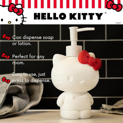 Hello Kitty Soap/Lotion/Hand Sanitizer Resin Pump Dispenser, 10.36 Ounces, (Officially Licensed Product) by Franco Collectibles
