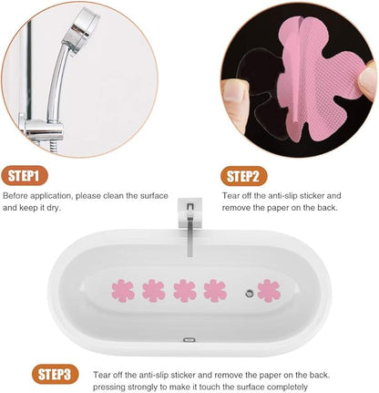 Bathtub Stickers Non-Slip, Safety Shower Treads Adhesive Appliques with Premium Scrape (Pink)