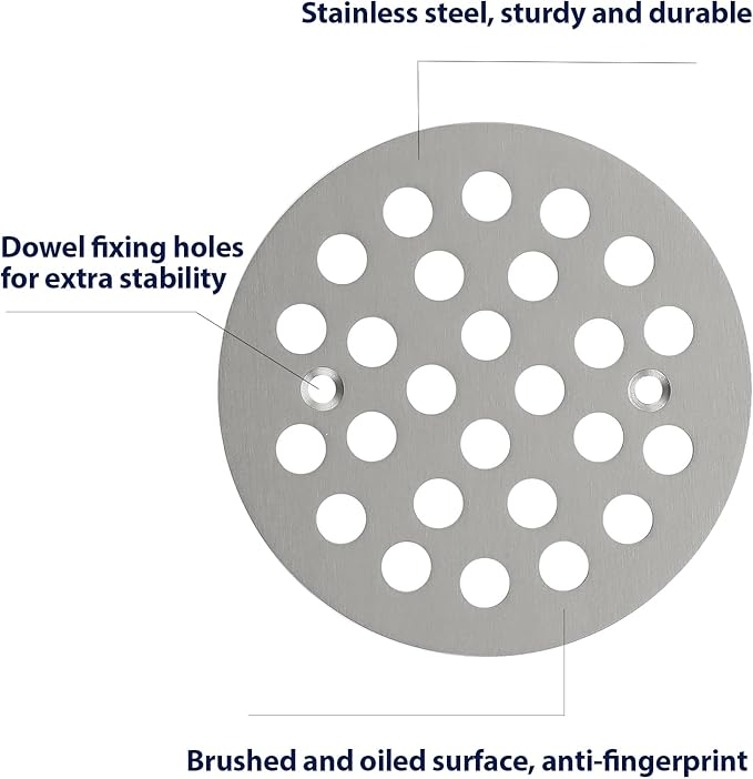 4-1/4” Round Shower Drain Cover,Screw-in Shower Drain Strainer,Easy-to-Install Replacement Cover