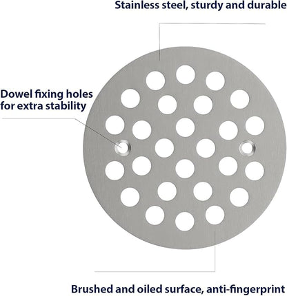 4-1/4” Round Shower Drain Cover,Screw-in Shower Drain Strainer,Easy-to-Install Replacement Cover