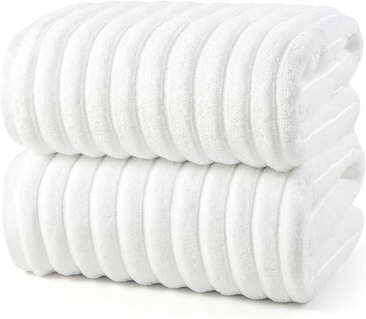 REDKISS 2 Pack Large Bath Towels 31×63 inches, 100% Cotton, Super Soft and Absorbent, Quick-Dry Towels, Perfect for Bathroom,Plush Shower Towels-White