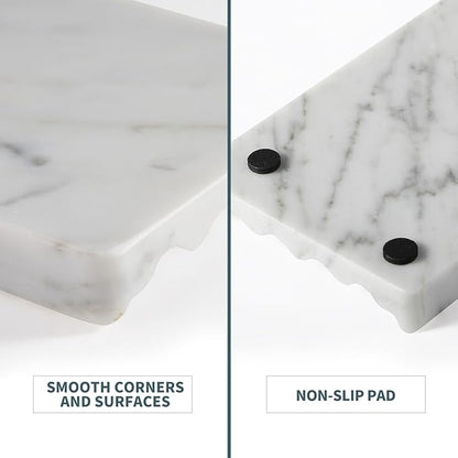 Soap Holder, Marble Soap Dish for Shower, Bar Soap Holder with Water Ripple Design, Easy Cleaning Soap Saver for Kitchen Sink，Bathroom, Executive Italian Natural Stone Soap Tray(Bianco Carrara)