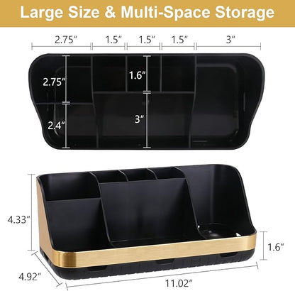Gold Toothbrush Holders for Bathrooms Countertop Organizer - Detachable 7 Slots Electric Toothbrush and Toothpaste Holder, Kids Organization and Storage, Restroom Accessories Vanity Stuff
