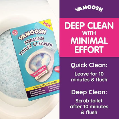 Vamoosh 6-in-1 Foaming Toilet Bowl Cleaner | Self-Activating Foam Technology | Stays Active for 10 Minutes | Easy to Use | Removes Stains | Eliminates Limescale & Removes Odor | 100g (Pack of 12)