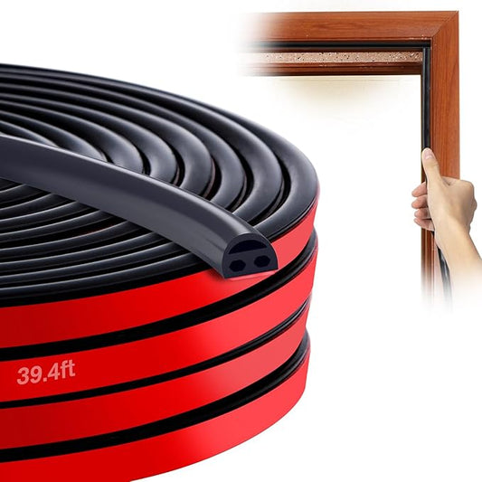 Silicone Seal - 39ft Door & Window Seal, Soundproofing, Abrasion Resistant (Black)